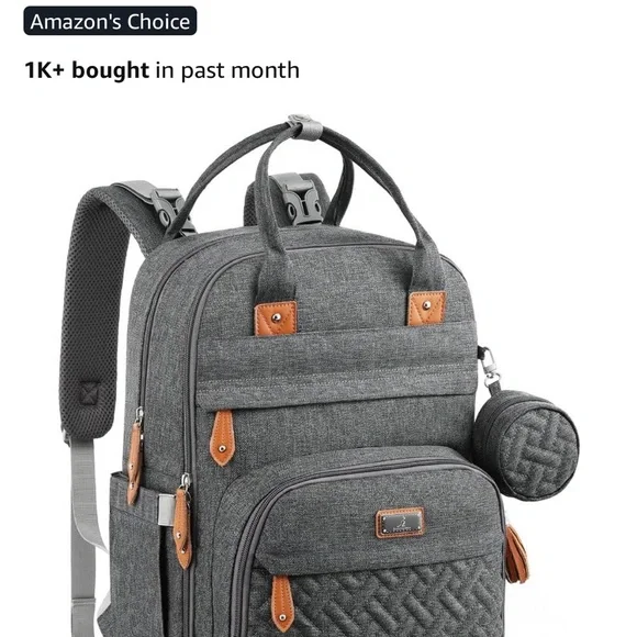 Chic Gray Backpack with Brown Details