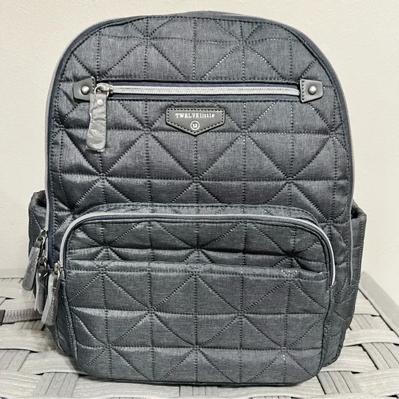 TWELVE little Quilted Gray Companion Diaper Bag Best-Selling Backpack Style NEW