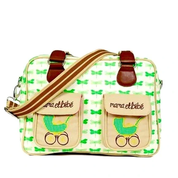 Pink Lining Mama Et Bebe Green Dragonflies Diaper