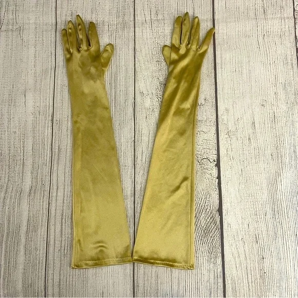 Women’s Elegant Gold Satin Opera Gloves
