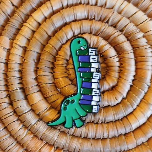 NEW Cartoon Bookworm Dinosaur Enamel Pin