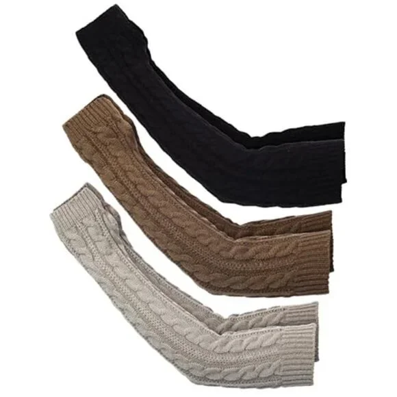 3 Pairs Women's Long Fingerless Gloves Knit Wrist Warmer with Thumb