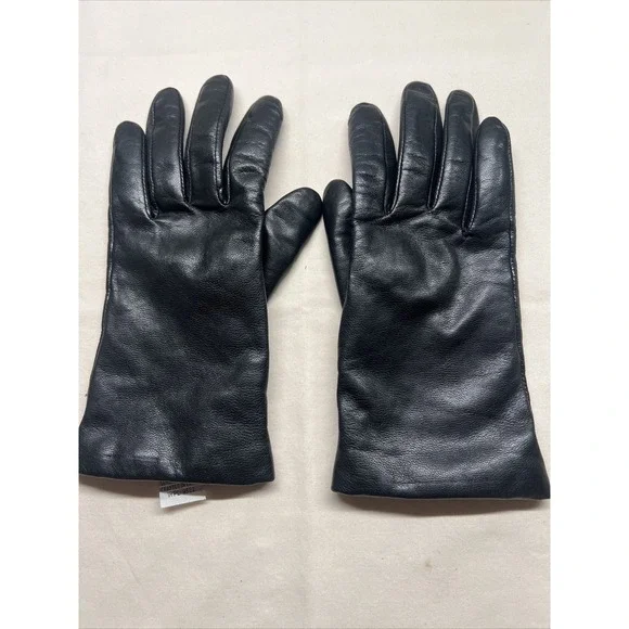 vintage black leather Gloves 100% Cashmere Lining size 7 ‎ gloves ladies