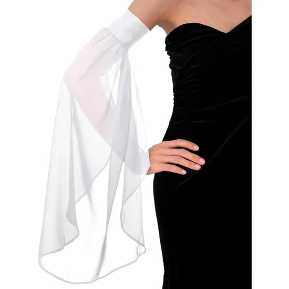Women's Long Bell Chiffon White Sleeves Gloves Halloween Accessories Costume