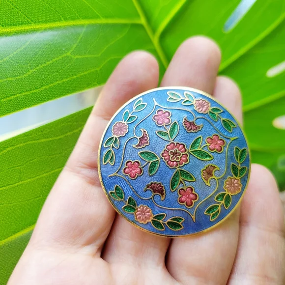 Vintage Floral Enamel Brooch Pin