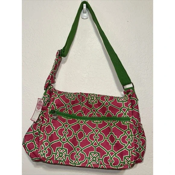 Buckhead Betties Lattice Diaper Bag Baby Large Pink & Green NWT A16