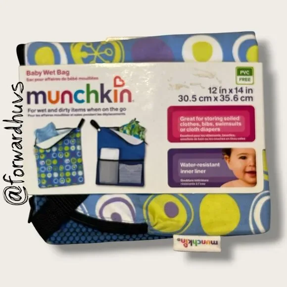Munchkin Baby Wet Bag – Blue Circle Print – 12x14