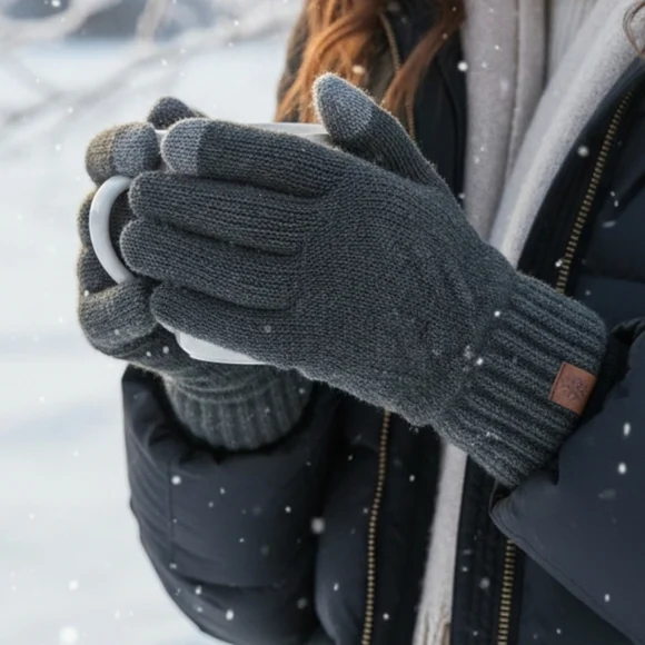 Insulated Touchscreen Plush Sherpa Lined Knit Gloves Winter Outdoor Men Women