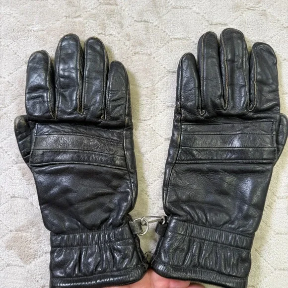 VTG Crest Brand Ladies Leather Moto Driving Style Gloves Sz Large Black USA Made