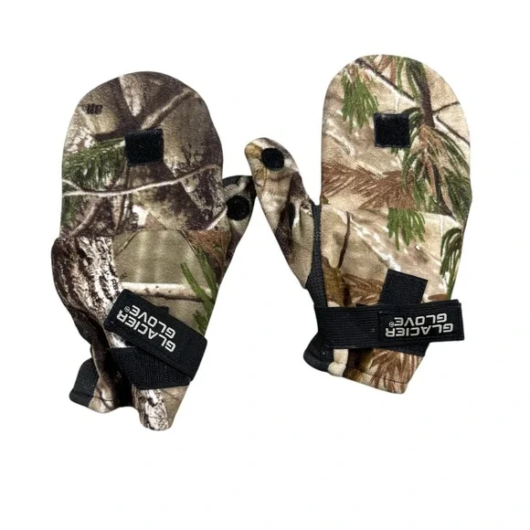 Glacier Glove Camo Flip Mitts Realtree Fold-Over Finger Hunting Gloves Sz Large