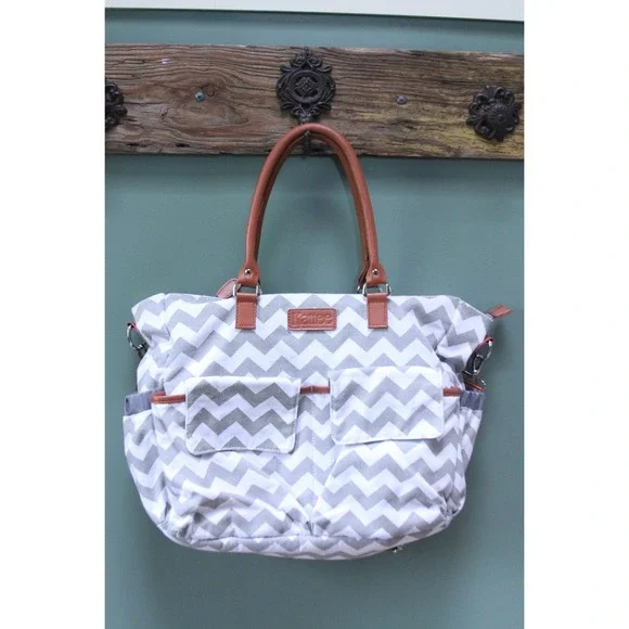 Kattee Gray Chevron Diaper Bag‎ Tote Organizer Travel Shoulder Bag