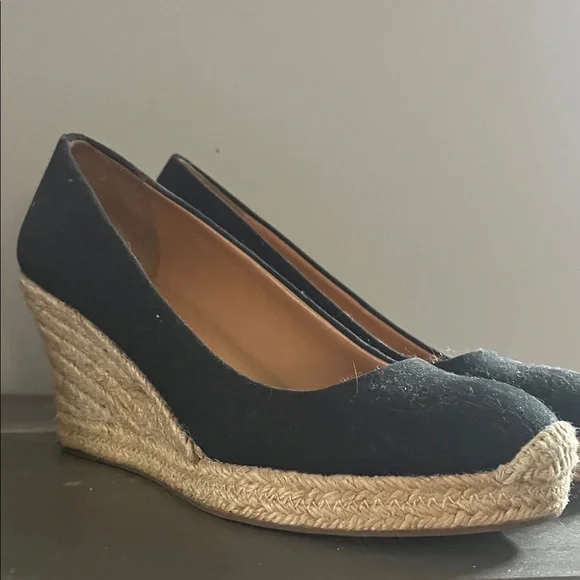 J crew Black Espadrille Wedge Shoes 8