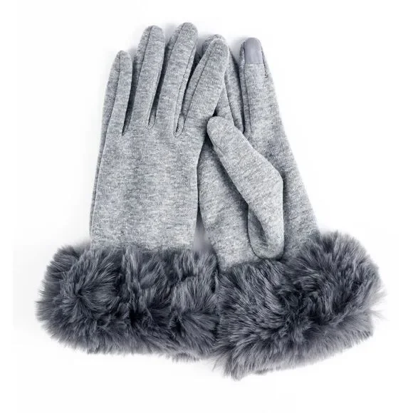 *50off3* Marcus Adler Deborah Faux Fur Cuff Trim Jersey Knit Touchscreen Gloves
