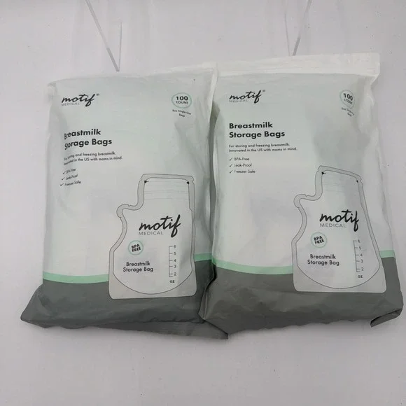 2 Sets Motif Breast Milk Storage Bags 8oz Single‎ Use Bag 100 count BPA-Free NEW