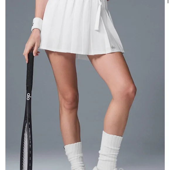 ALO Yoga White Pleated Skirt