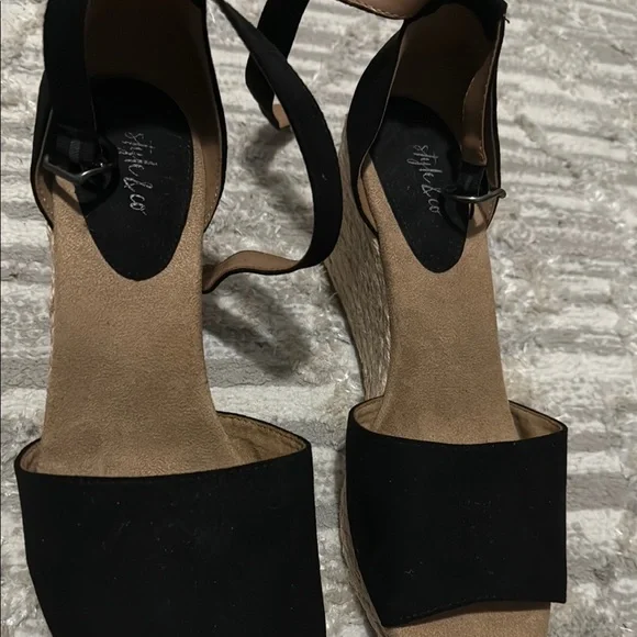 Style & Co. Black Wedge Sandals