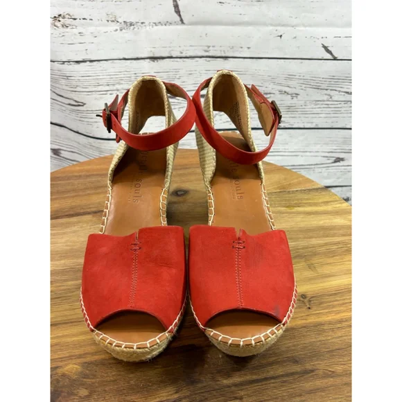 Women's Gentle Souls by Kenneth Cole Red & Beige Espadrille Wedges Size 9