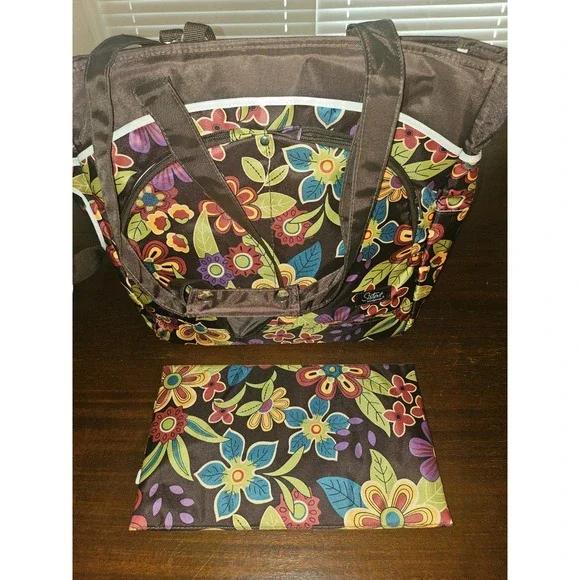 Longaberger Sisters Bliss‎ Baby Diaper Bag w Changing Pad Brown Floral Shower