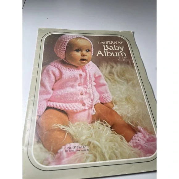 Vintage 1972 The Bernat Baby Album #187 Knitting Crochet Booklet 36 Pages