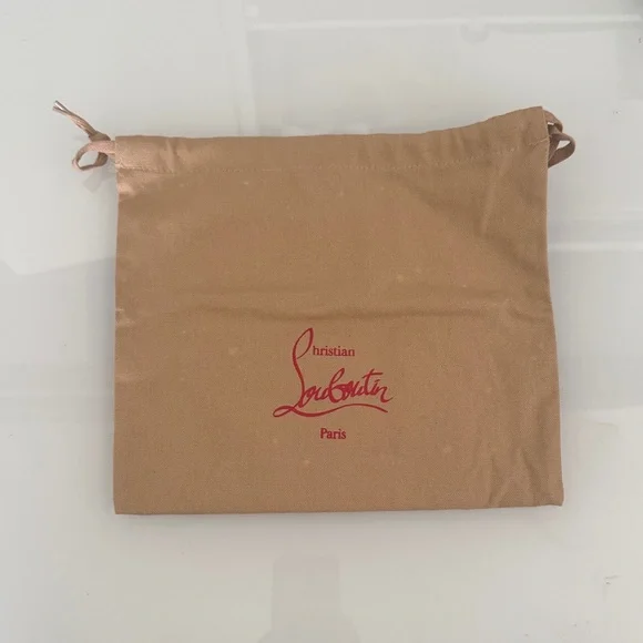 Christian Louboutin Beige Drawstring Dust Bag with Red Logo