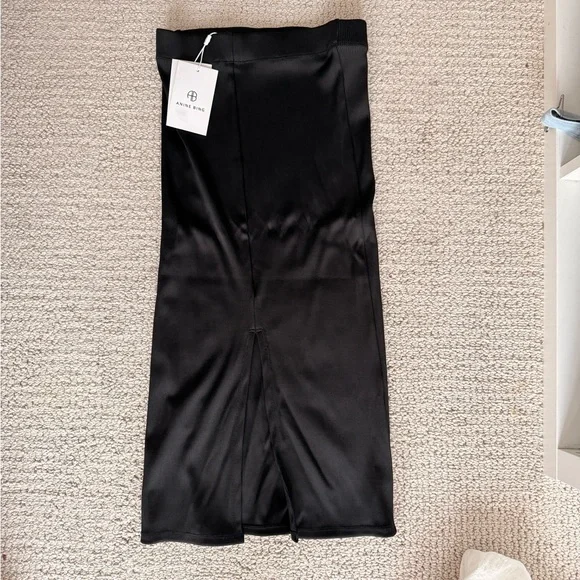 Black Midi Skirt with Slit