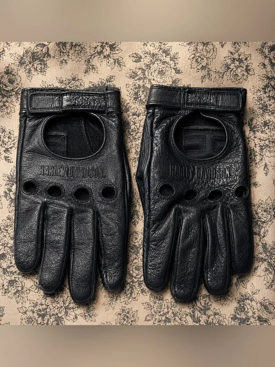Vintage Harley Davidson Leather Riding Gloves Women’s Small Black Motorcycle