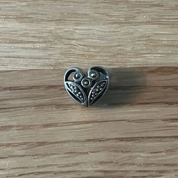 925 Sterling Silver Heart Charm with semi precious stones