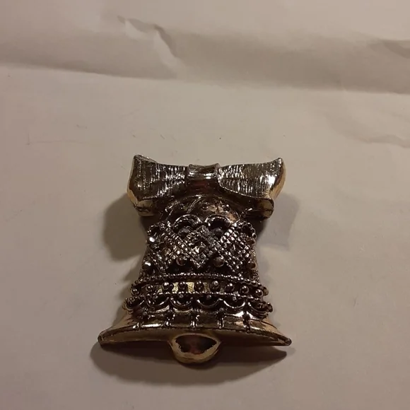 Silvertone Bell with Bow Brooch