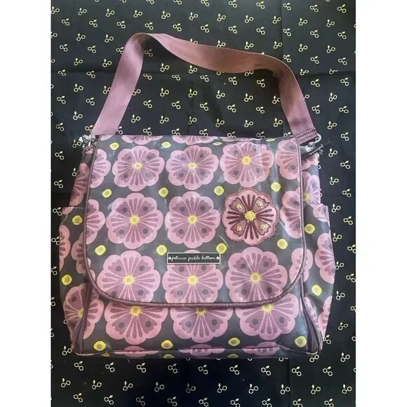 petunia pickle bottom diaper bag purple daisy