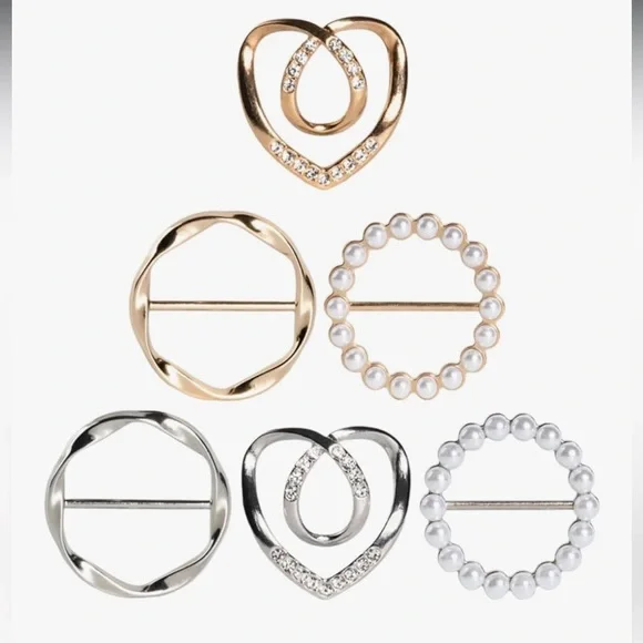 🆕 6PCS Cute Scarf Ring and Slides for Scarves, Premium T-Shirt Clips
