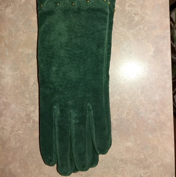 NEW GREEN GENUINE SUEDE GLOVES SIZE LARGE-XLARGE