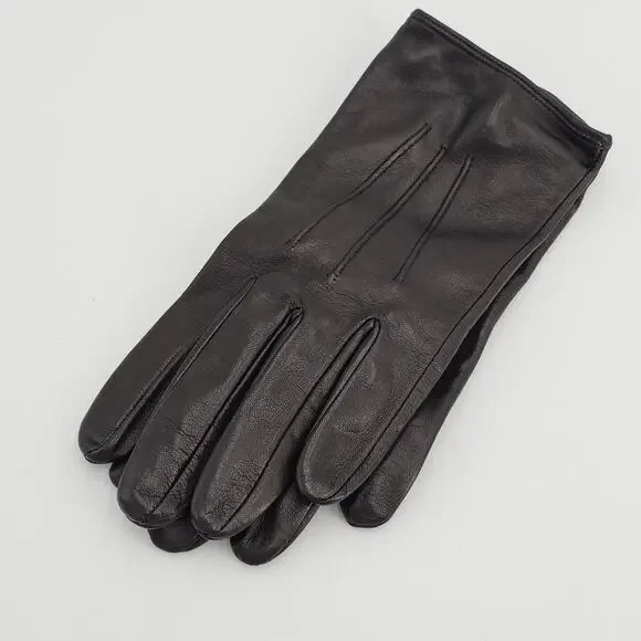 Womens Ladies Brown Leather Driving Gloves 100% Silk Lined Made In Italy Size 7