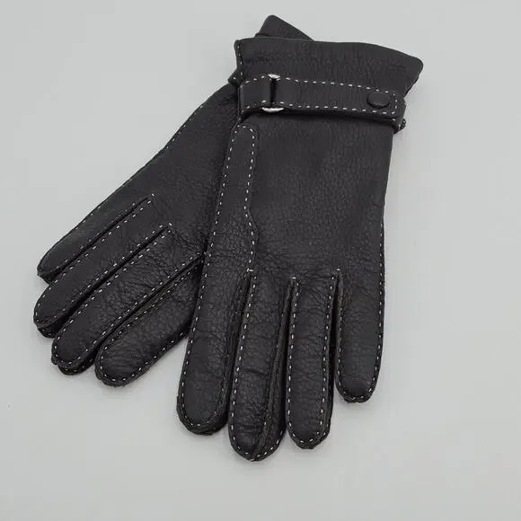 Womens Ladies Brown Leather Driving Gloves Size 7.5