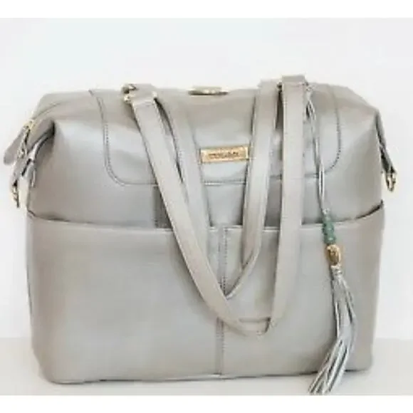 HTF Retired Leather Lily Jade Galena Shaylee Gold Purse/Backpack Diaper Bag