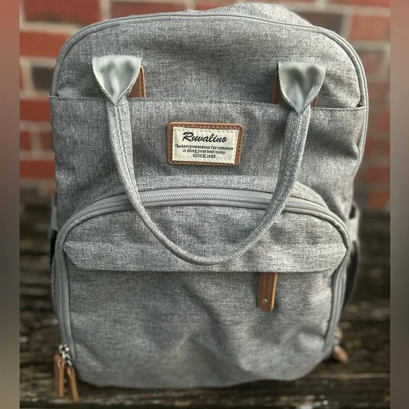 RUVALINO Gray Waterproof Multifunction Large Capacity Diaper Bag Backpack Z3