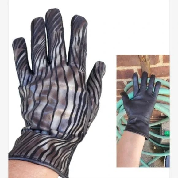 Metallic‎ Leather Gloves M