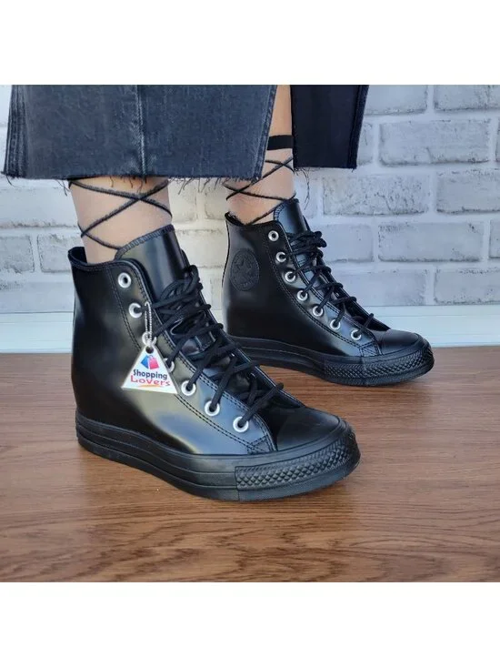 ⭐Converse Chuck Taylor All Star Wedge Platform Hi 9 Patent Leather Shoes A12827C