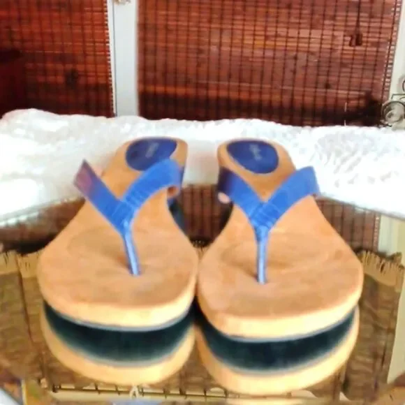 Style & Company Womans Blue & Tan Suede‎ Wedges 11M