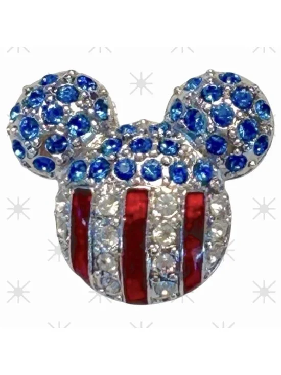 VINTAGE SWAROVSKI CRYSTAL DISNEY Brooch pin Mickey Mouse Icon American flag