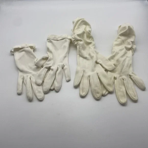 Vintage White Dress Gloves‎ Lot of 2 Pairs Formal Costume Party Short Stretch