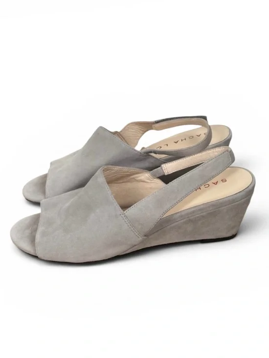 Sacha London Handmade Gray Suede Slingback Wedge Sandals Size 9