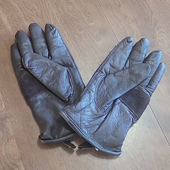 Women's Brown‎ Leather Gloves Size L/XL very good pre-owned Condition