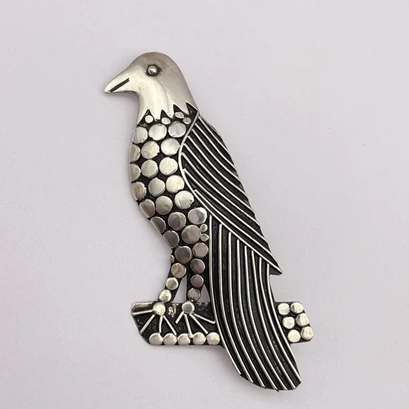 Vintage Sterling Silver Overlay Eagle Brooch‎ Bird Pin Wildlife Animal Jewelry