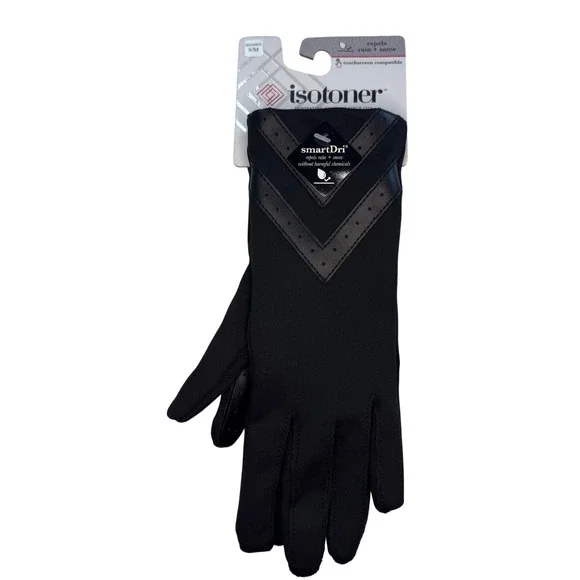 Isotoner smartDri smartTouch Gloves Black Chevron Trim Women's S/M‎