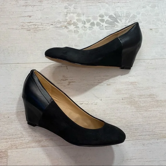 Aldo Black Suede and Leather Wedges