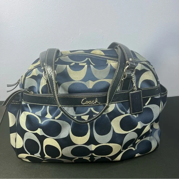 Signature Addison Signature C Diaper Tote Bag in Blue & Gray F18376