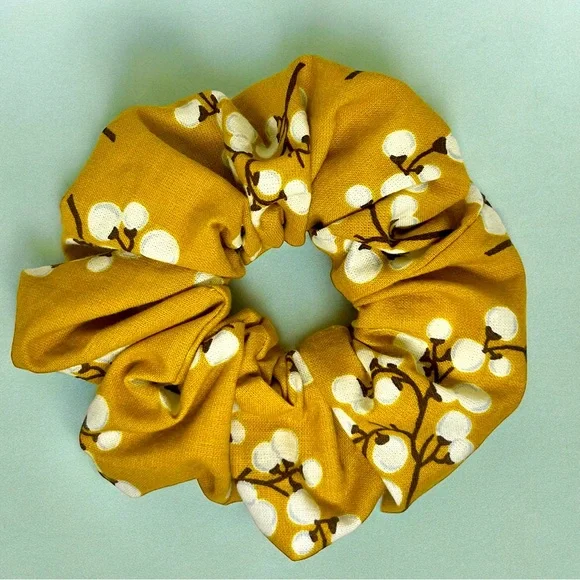 Oversized Mustard Yellow Cotton Scrunchie