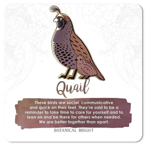 Quail with Chick Enamel Pin - Gold Plated Brooch - NEW Nature & Bird‎ Jewelry
