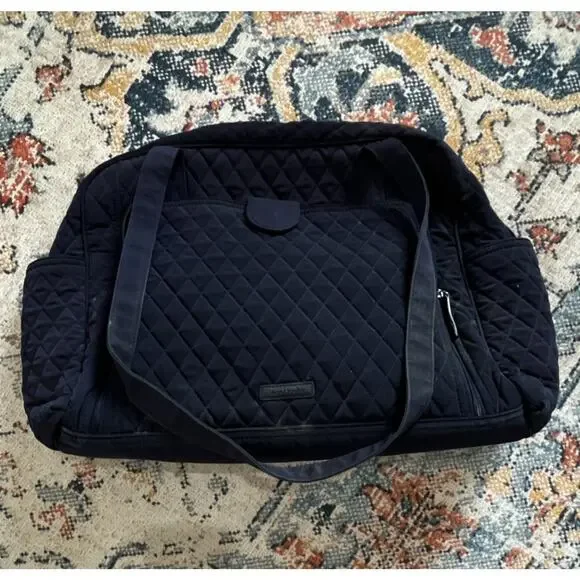 Vera Bradley Navy Quilted Large Diaper Bag Tote w/ Changing Pad, Zipper