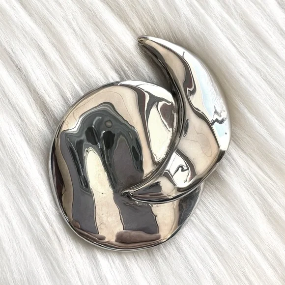 XL Vintage Sterling Silver Sun & Moon Pendant / Brooch • Electroformed Pin